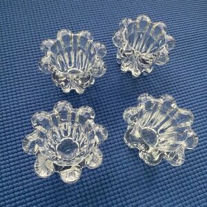 Vintage set of 4 Bubble Rim Glass KIG Candle Holders Indonesia
